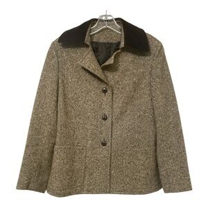 Devon Hall Brown and Cream Tweed Jacket. Vintage.